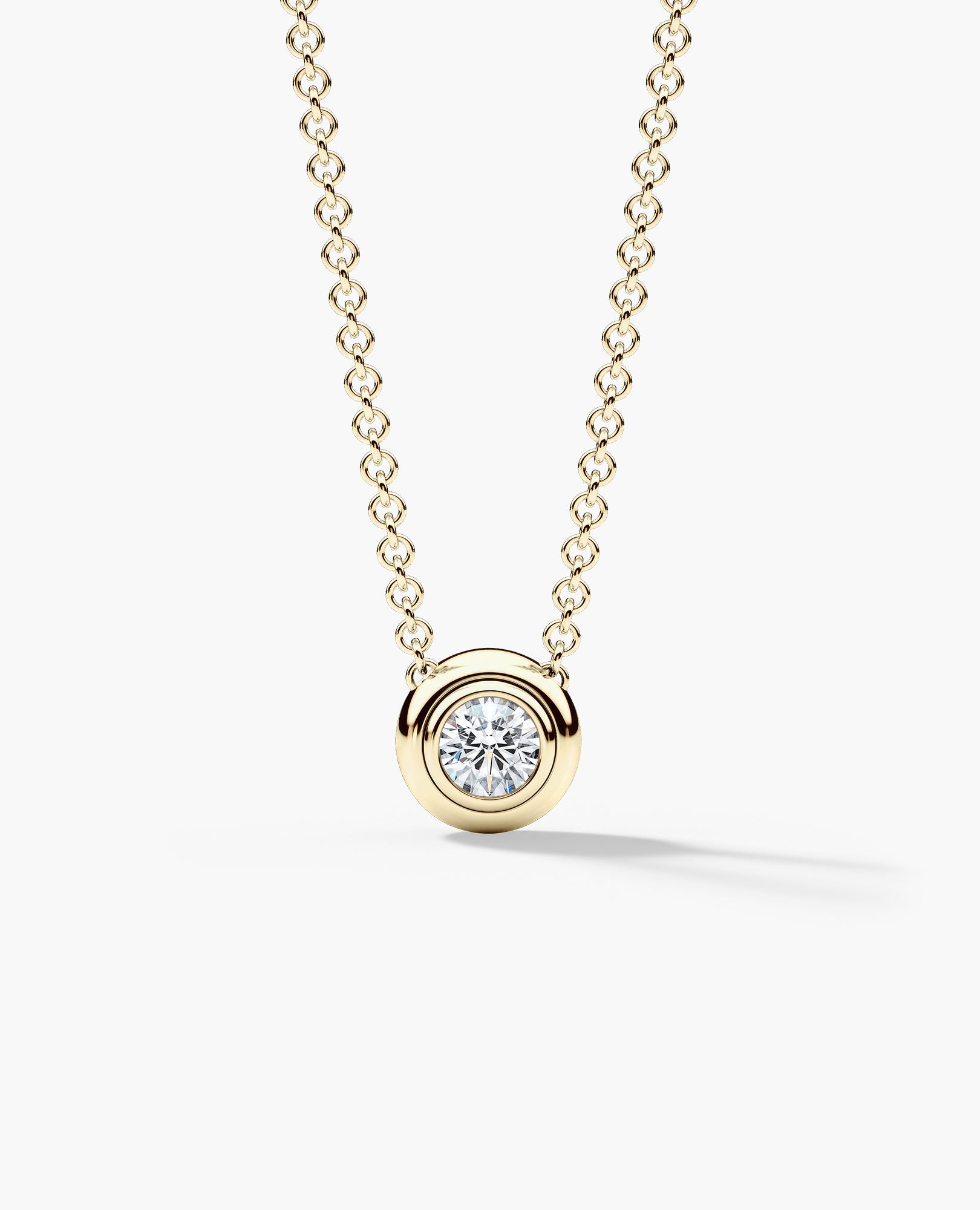 LODE Solitaire Bezel Set Floating Round Cut Diamond Pendant Necklace