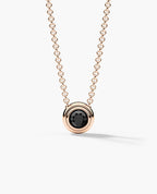 LODE Solitaire Bezel Set Floating Round Cut Black Diamond Pendant Necklace