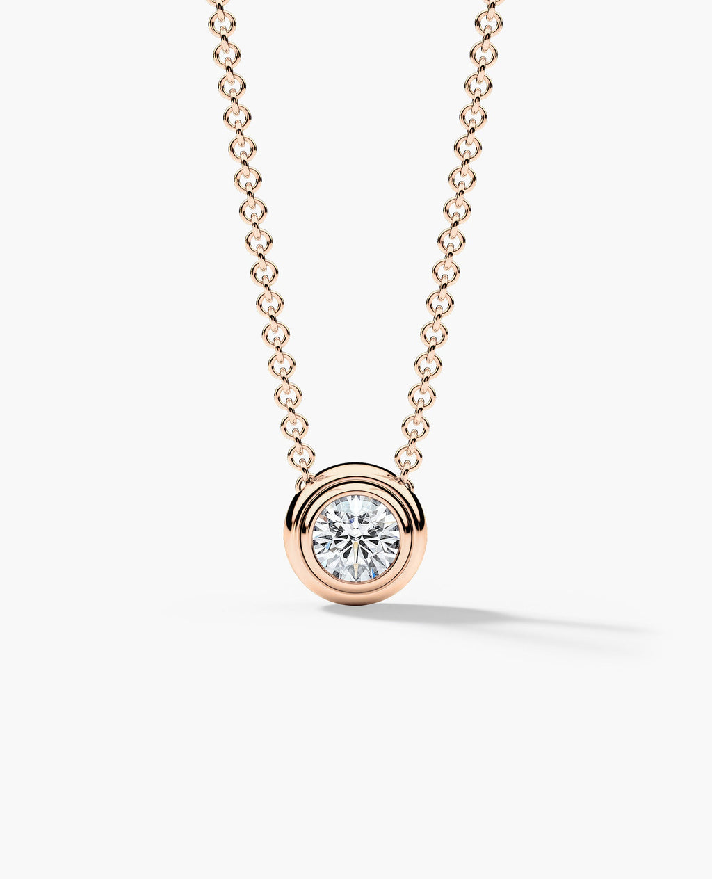 LODE Solitaire Bezel Set Floating Round Cut Diamond Pendant Necklace
