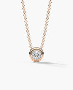 LODE Solitaire Bezel Set Floating Round Cut Diamond Pendant Necklace