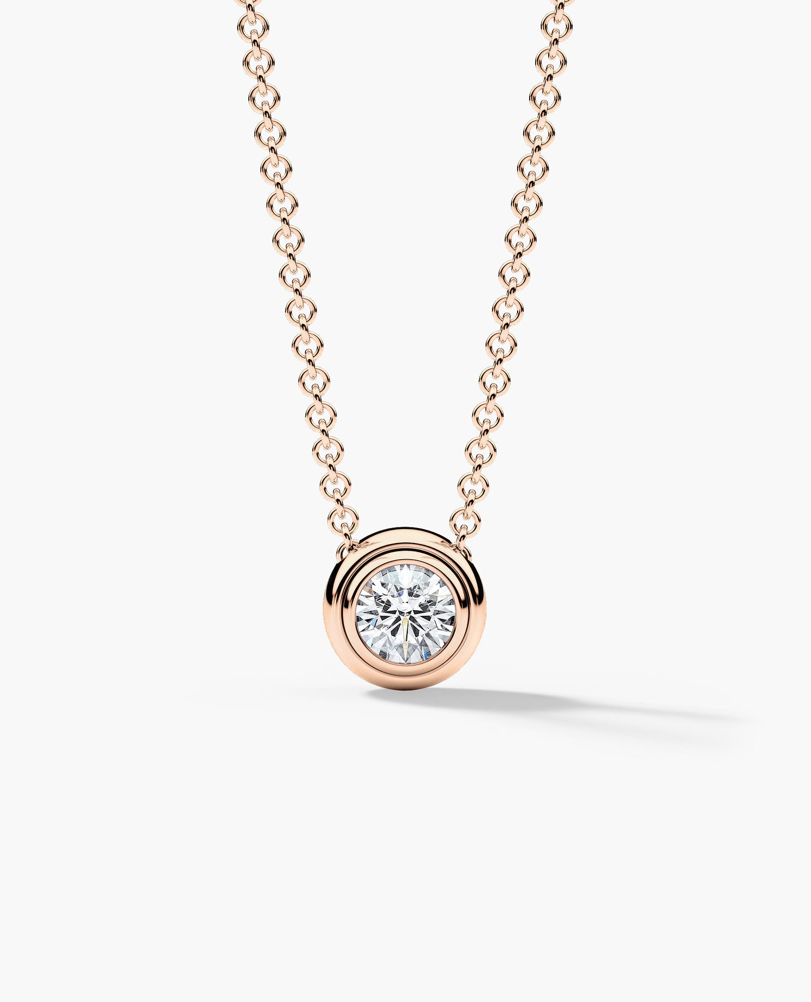 LODE Solitaire Bezel Set Floating Round Cut Diamond Pendant Necklace
