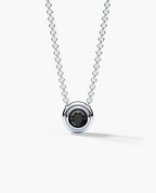 LODE Solitaire Bezel Set Floating Round Cut Black Diamond Pendant Necklace