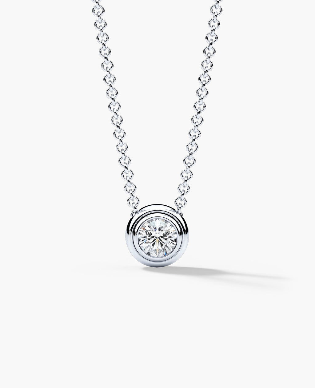 LODE Solitaire Bezel Set Floating Round Cut Diamond Pendant Necklace