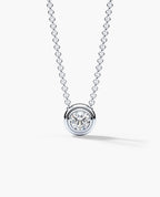 LODE Solitaire Bezel Set Floating Round Cut Diamond Pendant Necklace