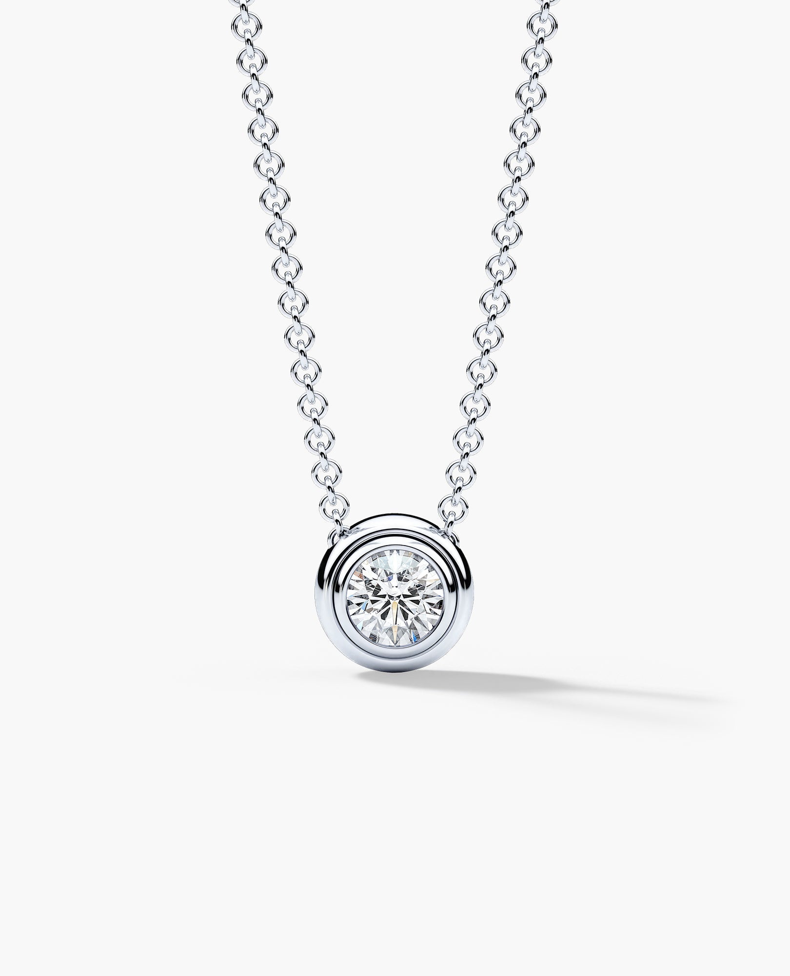 LODE Solitaire Bezel Set Floating Round Cut Diamond Pendant Necklace
