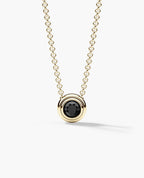 LODE Solitaire Bezel Set Floating Round Cut Black Diamond Pendant Necklace