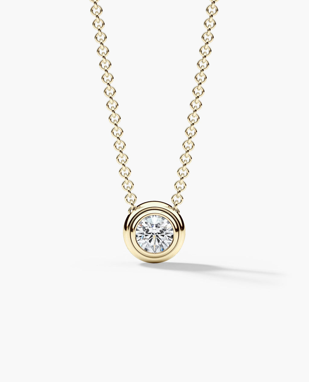 LODE Solitaire Bezel Set Floating Round Cut Diamond Pendant Necklace