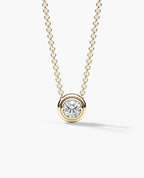 LODE Solitaire Bezel Set Floating Round Cut Diamond Pendant Necklace