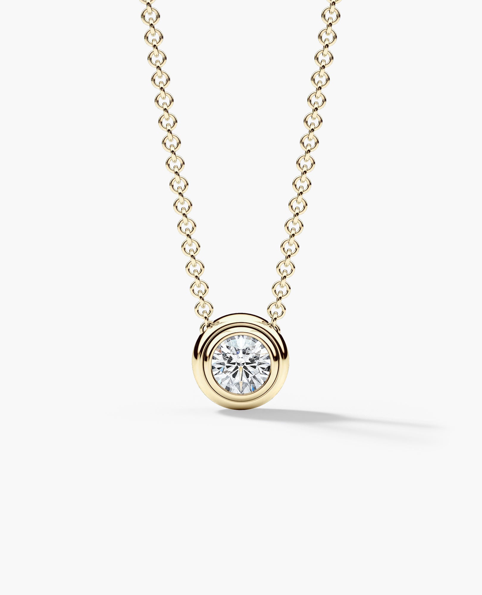 LODE Solitaire Bezel Set Floating Round Cut Diamond Pendant Necklace