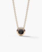 LODE Solitaire Bezel Set Floating Round Cut Black Diamond Pendant Necklace