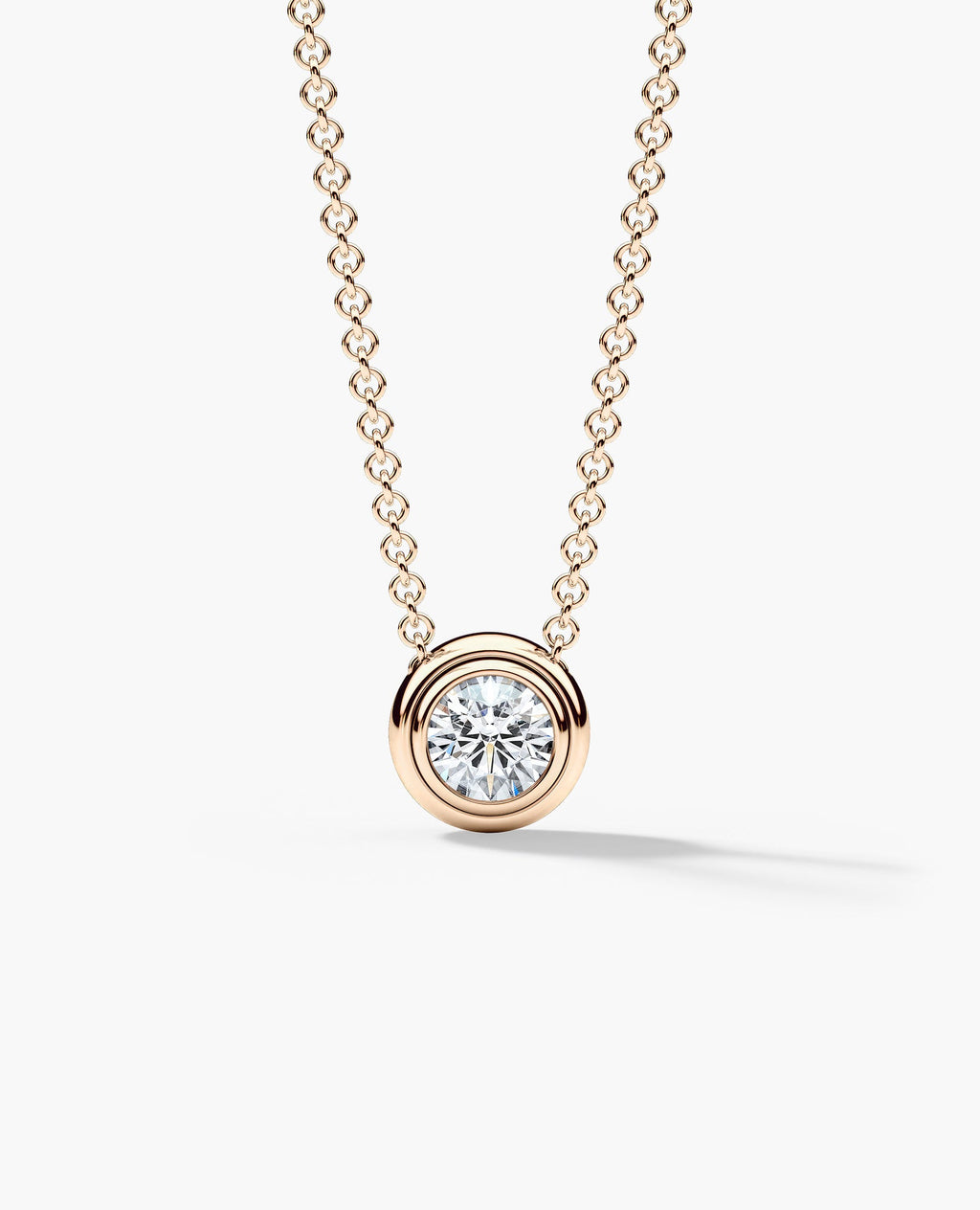 LODE Solitaire Bezel Set Floating Round Cut Diamond Pendant Necklace