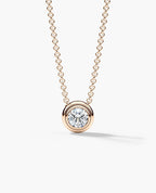 LODE Solitaire Bezel Set Floating Round Cut Diamond Pendant Necklace