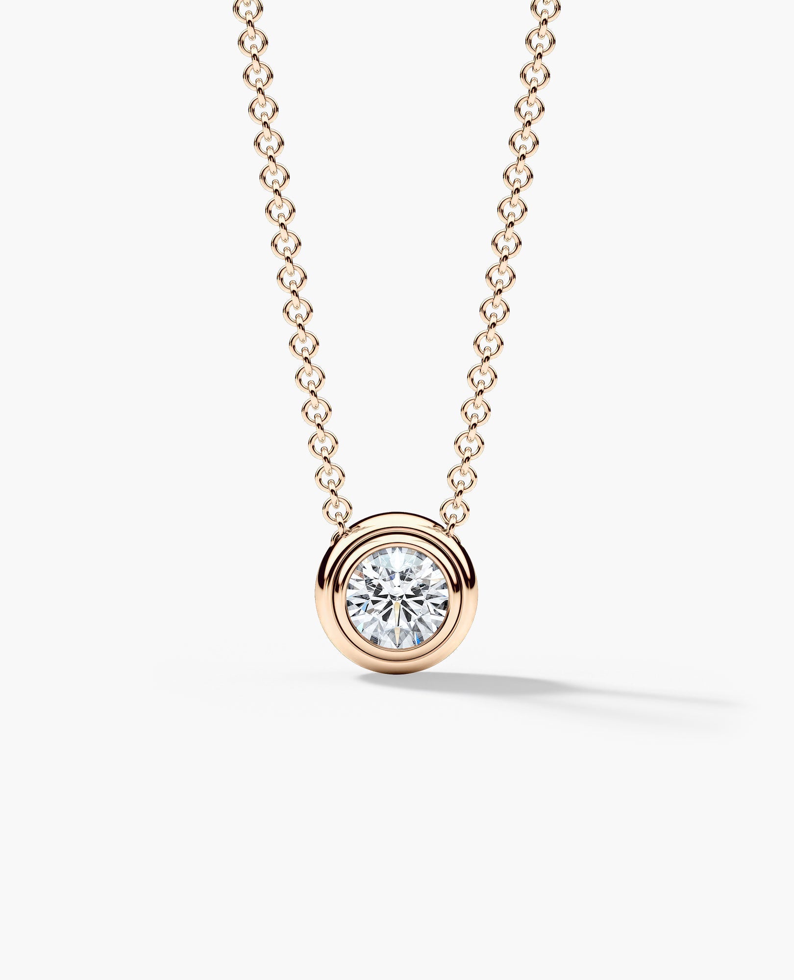 LODE Solitaire Bezel Set Floating Round Cut Diamond Pendant Necklace