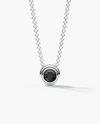 LODE Solitaire Bezel Set Floating Round Cut Black Diamond Pendant Necklace