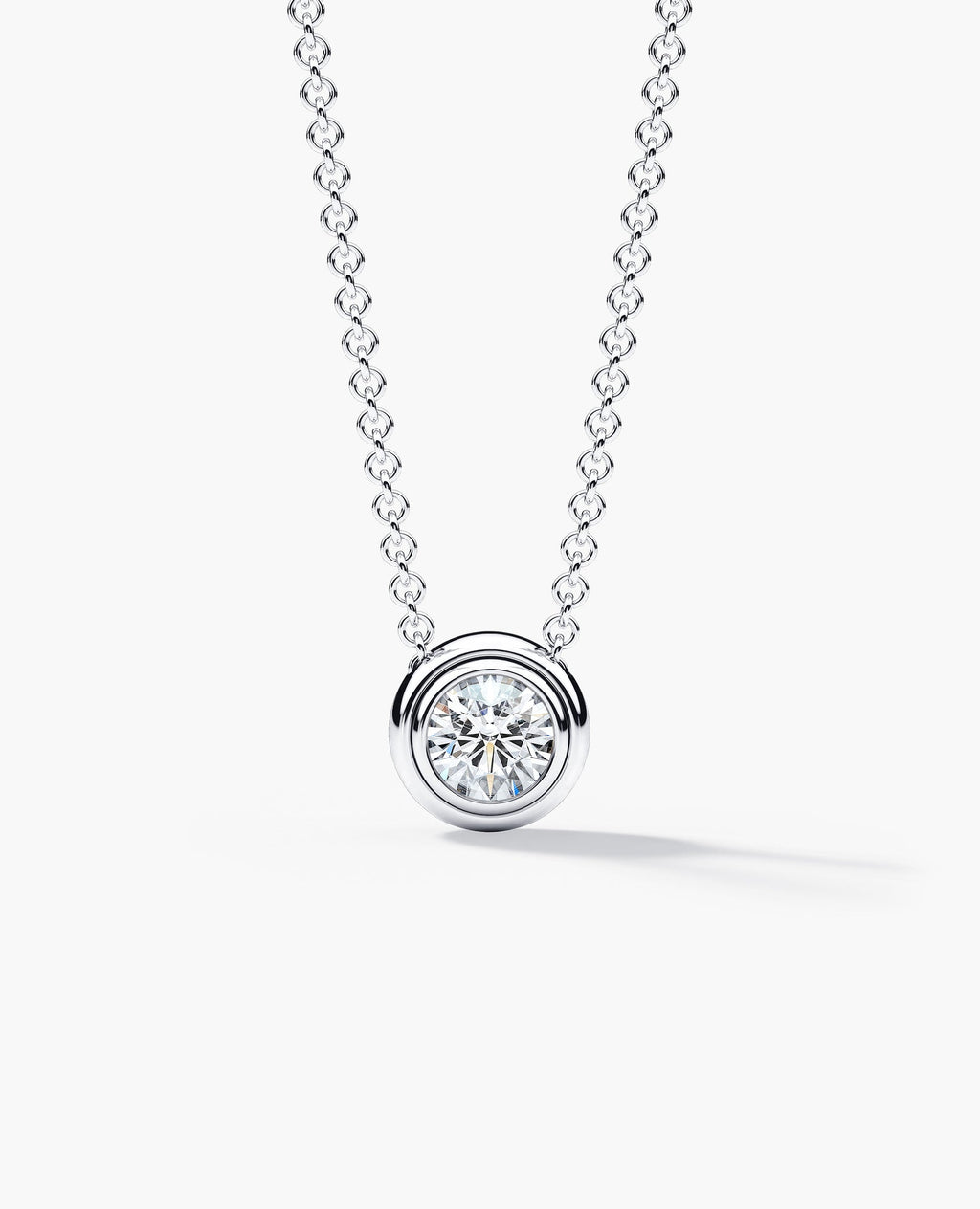 LODE Solitaire Bezel Set Floating Round Cut Diamond Pendant Necklace