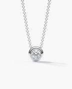 LODE Solitaire Bezel Set Floating Round Cut Diamond Pendant Necklace