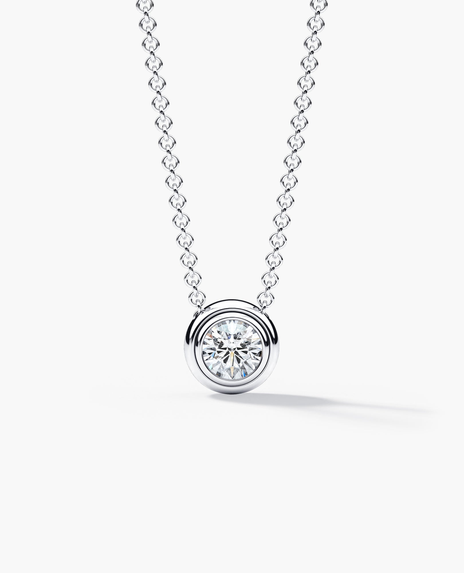 LODE Solitaire Bezel Set Floating Round Cut Diamond Pendant Necklace