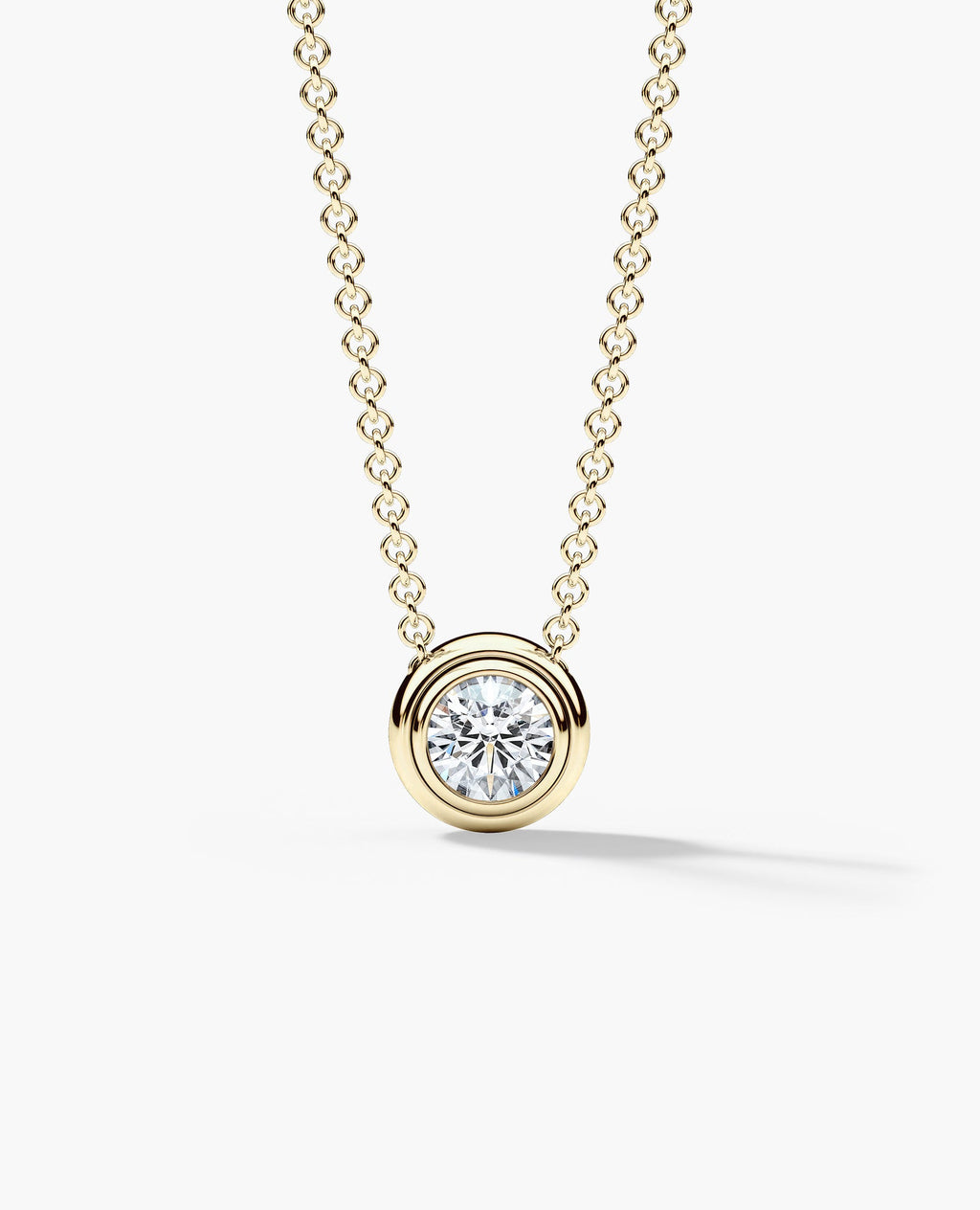 LODE Solitaire Bezel Set Floating Round Cut Diamond Pendant Necklace