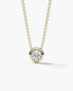 LODE Solitaire Bezel Set Floating Round Cut Diamond Pendant Necklace