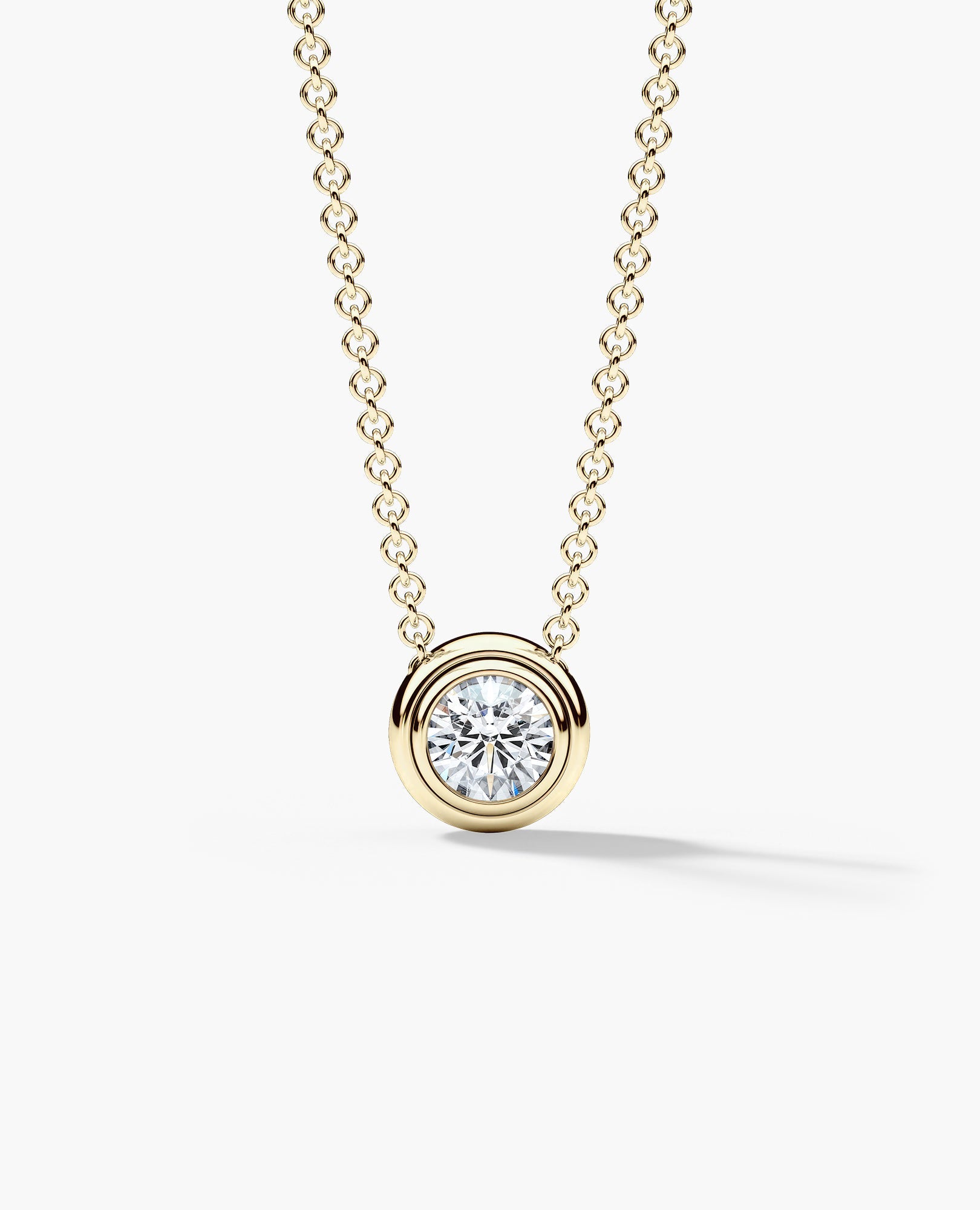 LODE Solitaire Bezel Set Floating Round Cut Diamond Pendant Necklace