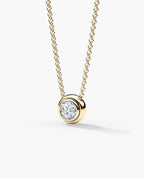 LODE Solitaire Bezel Set Floating Round Cut Diamond Pendant Necklace