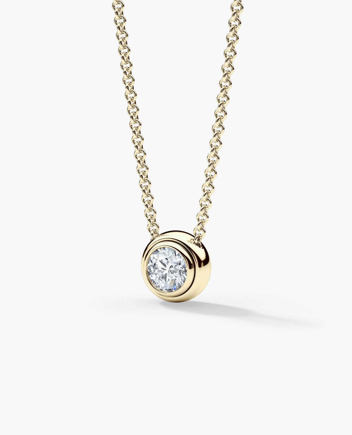 LODE Solitaire Bezel Set Floating Round Cut Diamond Pendant Necklace