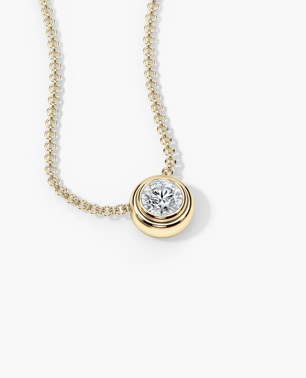 LODE Solitaire Bezel Set Floating Round Cut Diamond Pendant Necklace