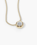 LODE Solitaire Bezel Set Floating Round Cut Diamond Pendant Necklace