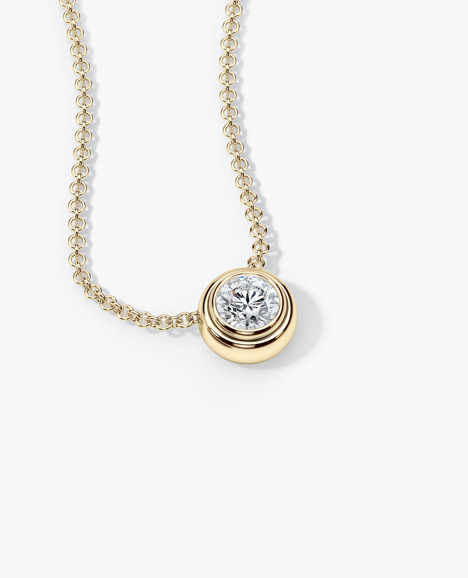 LODE Solitaire Bezel Set Floating Round Cut Diamond Pendant Necklace