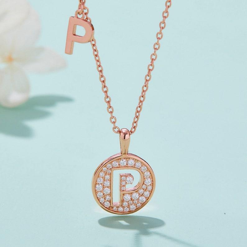 Personalized "P" latter diamond necklace