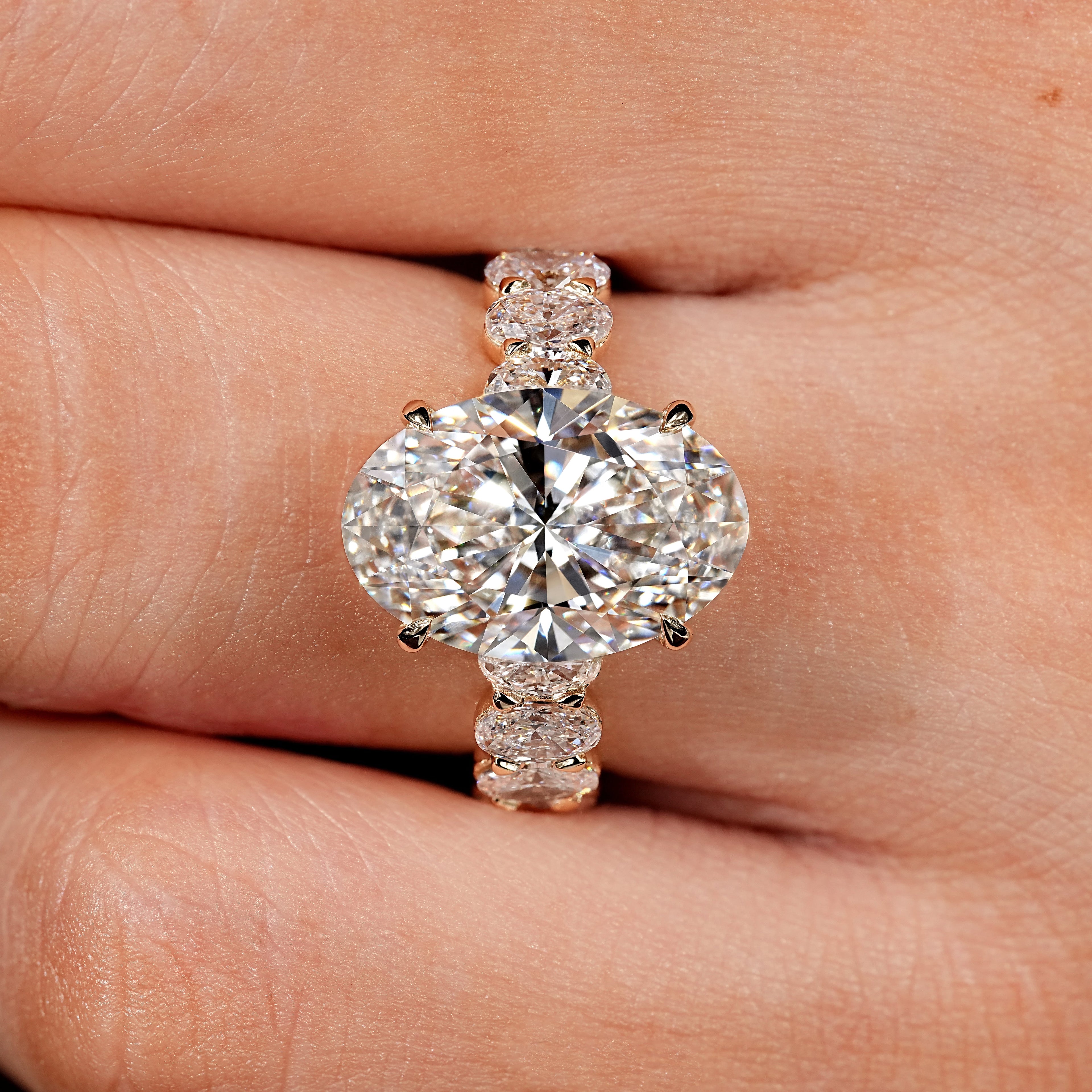 Oval Engagement Ring with Four Claw Prong Setting