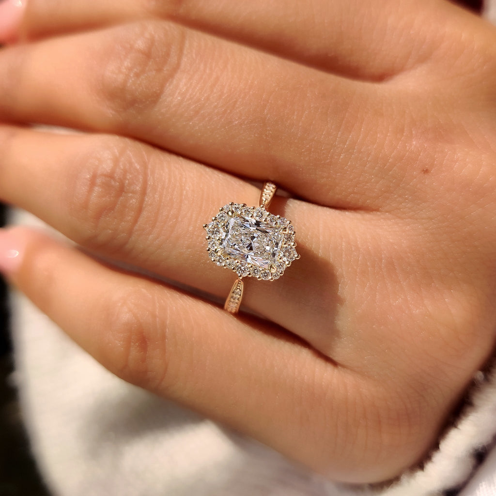 Radiant Cut Ring with Round Cut Pave Band