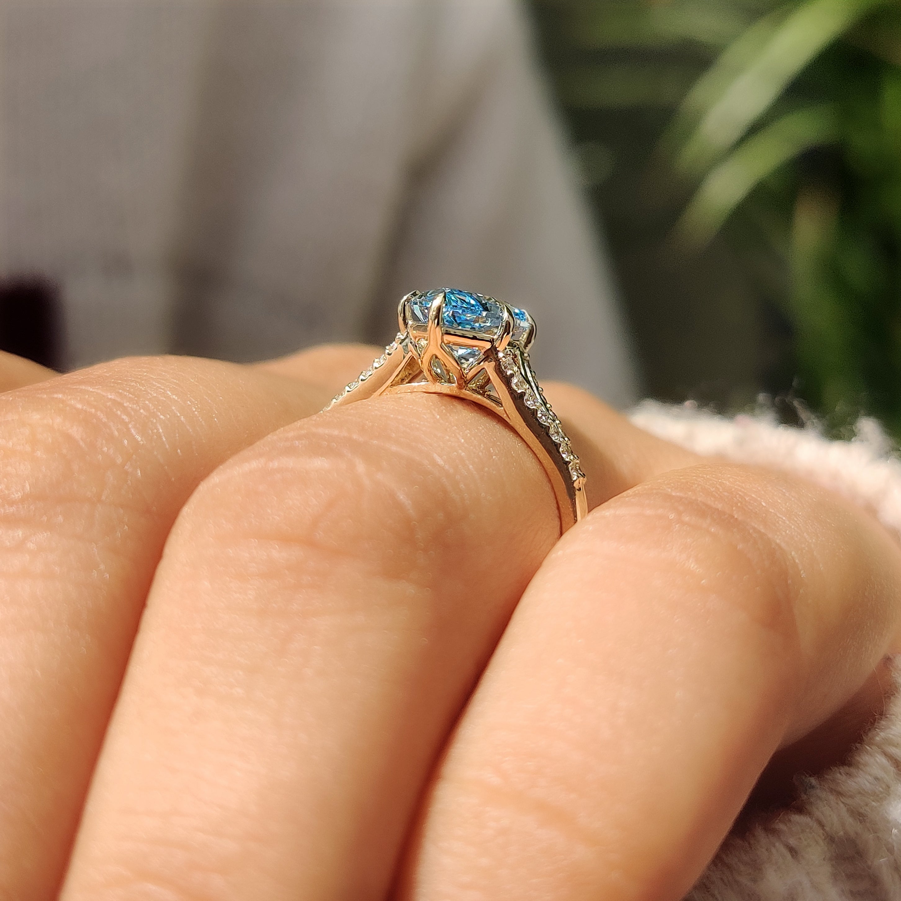 Blue Dutch Marquise Diamond Ring In Split Shank