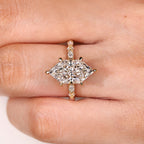 Dutch Marquise Vintage Inspired Engagement Ring with Pave