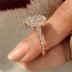 Radiant Cut Diamond Ring in Milgrain Vintage Style