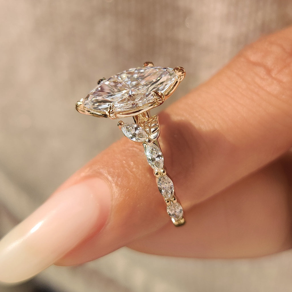 Nature Inspired Marquise Diamond Engagement Ring