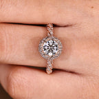 Round Cut Diamond Ring in Halo Style with Twisted Design