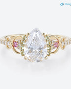 Pear Shaped Lab Grown Diamond Infinity Pink Sapphire wedding ring - DisneyValley