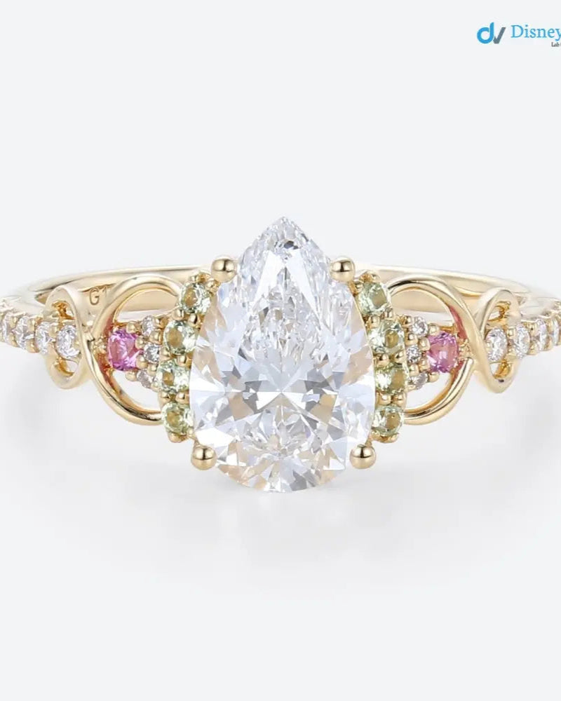 Pear Shaped Lab Grown Diamond Infinity Pink Sapphire wedding ring - DisneyValley
