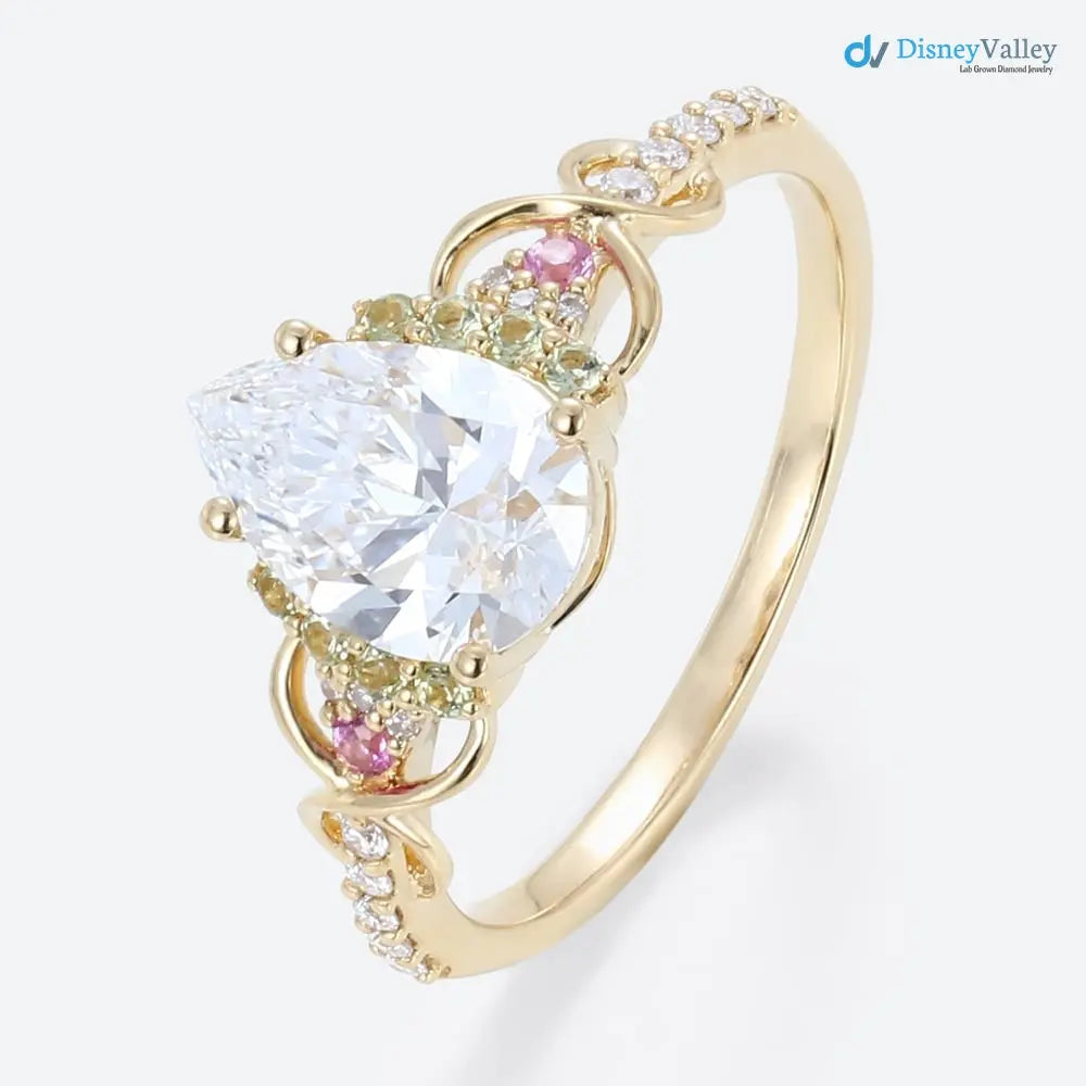 Pear Shaped Lab Grown Diamond Infinity Pink Sapphire wedding ring - DisneyValley