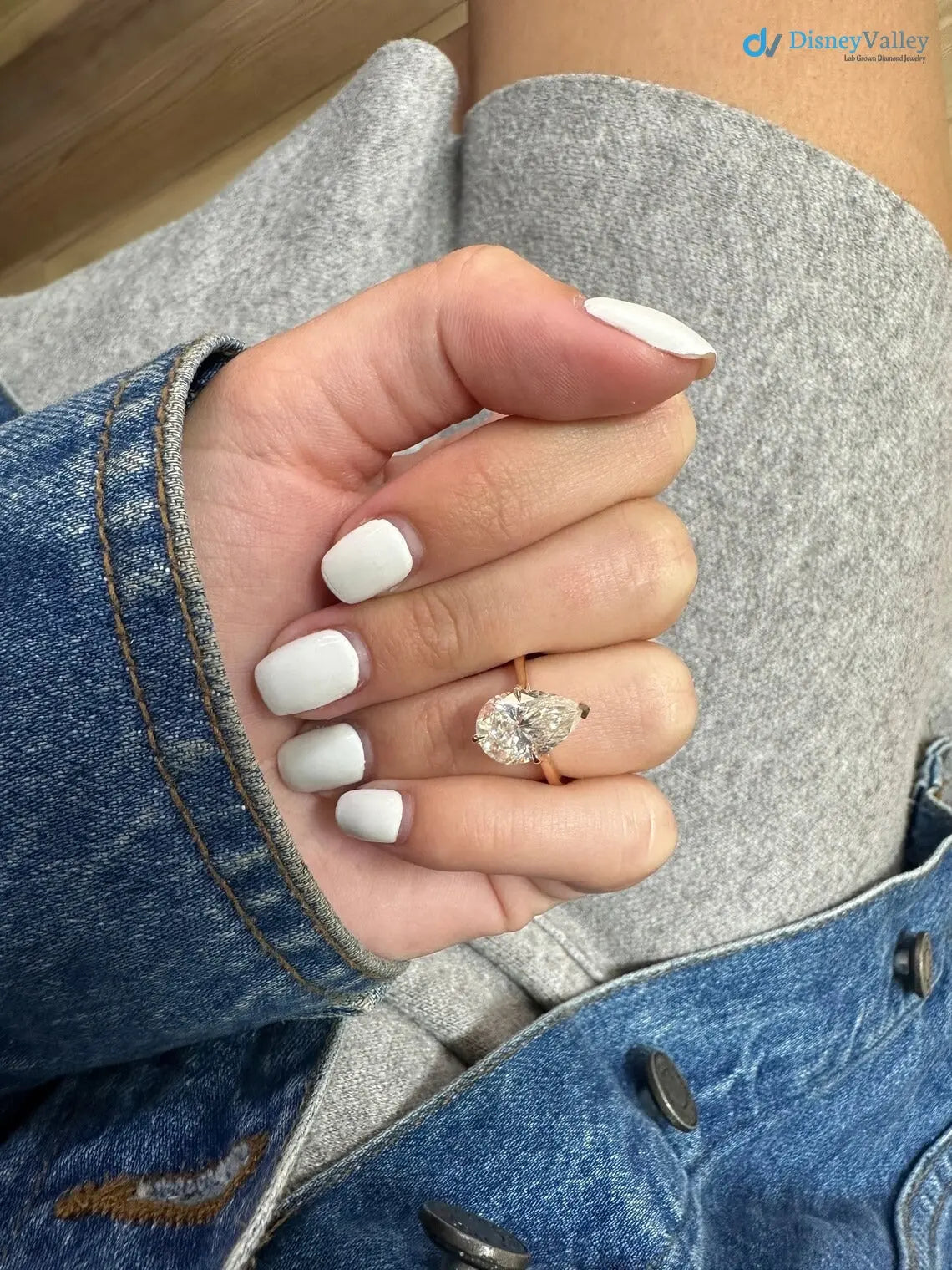 Pear Shaped Moissanite Engagement Ring, 3Ct Solitaire 10/14\18K solid gold DisneyValley