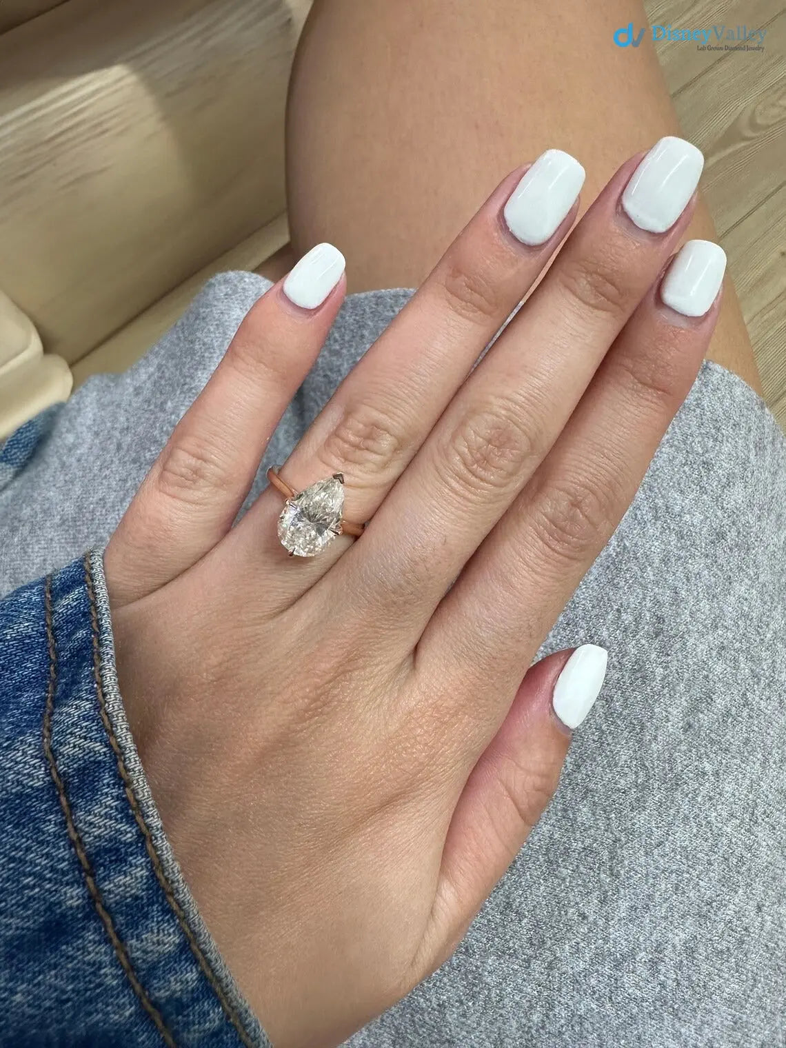 Pear Shaped Moissanite Engagement Ring, 3Ct Solitaire 10/14\18K solid gold DisneyValley Image principale du produit