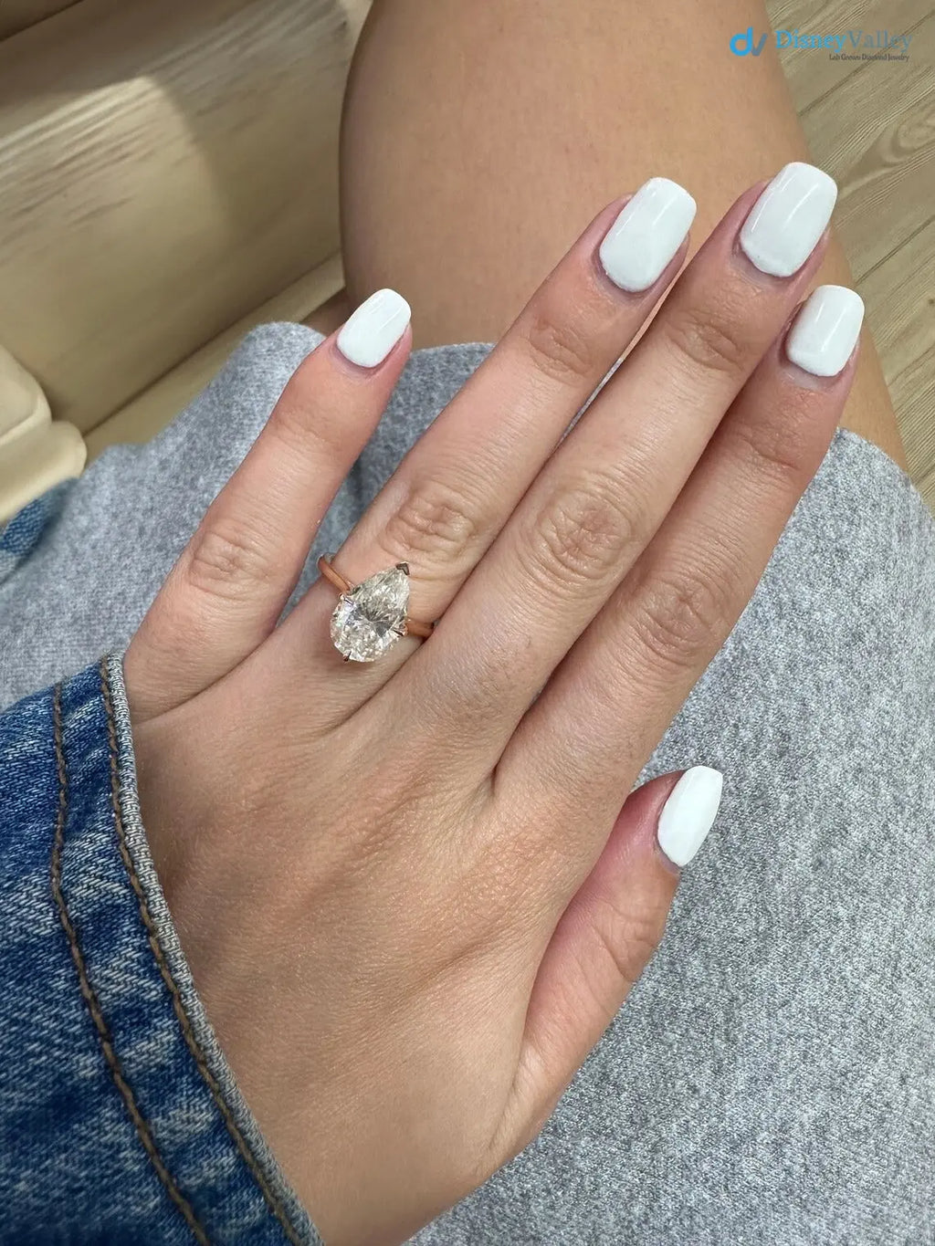 Pear Shaped Moissanite Engagement Ring, 3Ct Solitaire 10/14\18K solid gold DisneyValley