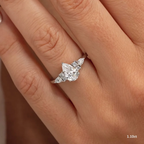 1.10 CT Pear Moissanite Cluster Engagement Ring