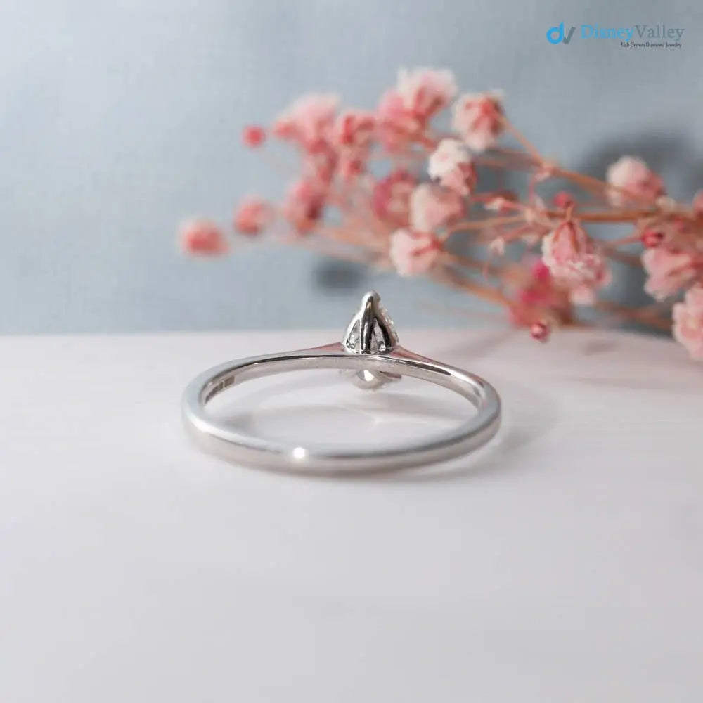 Pear cut 2.5 caret lab grown single stone slim engagement ring - DisneyValley