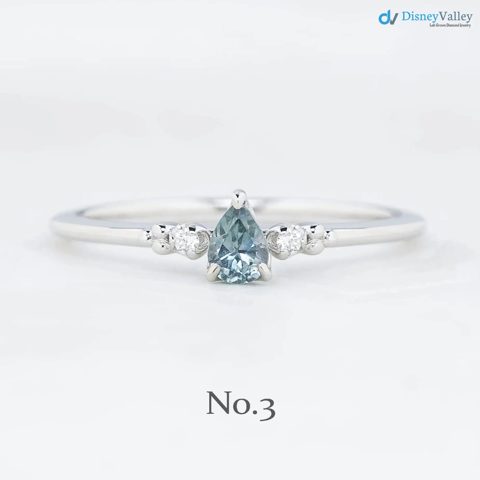 Pear cut sapphire three stone ring, dainty pear sapphire engagement ring DisneyValley
