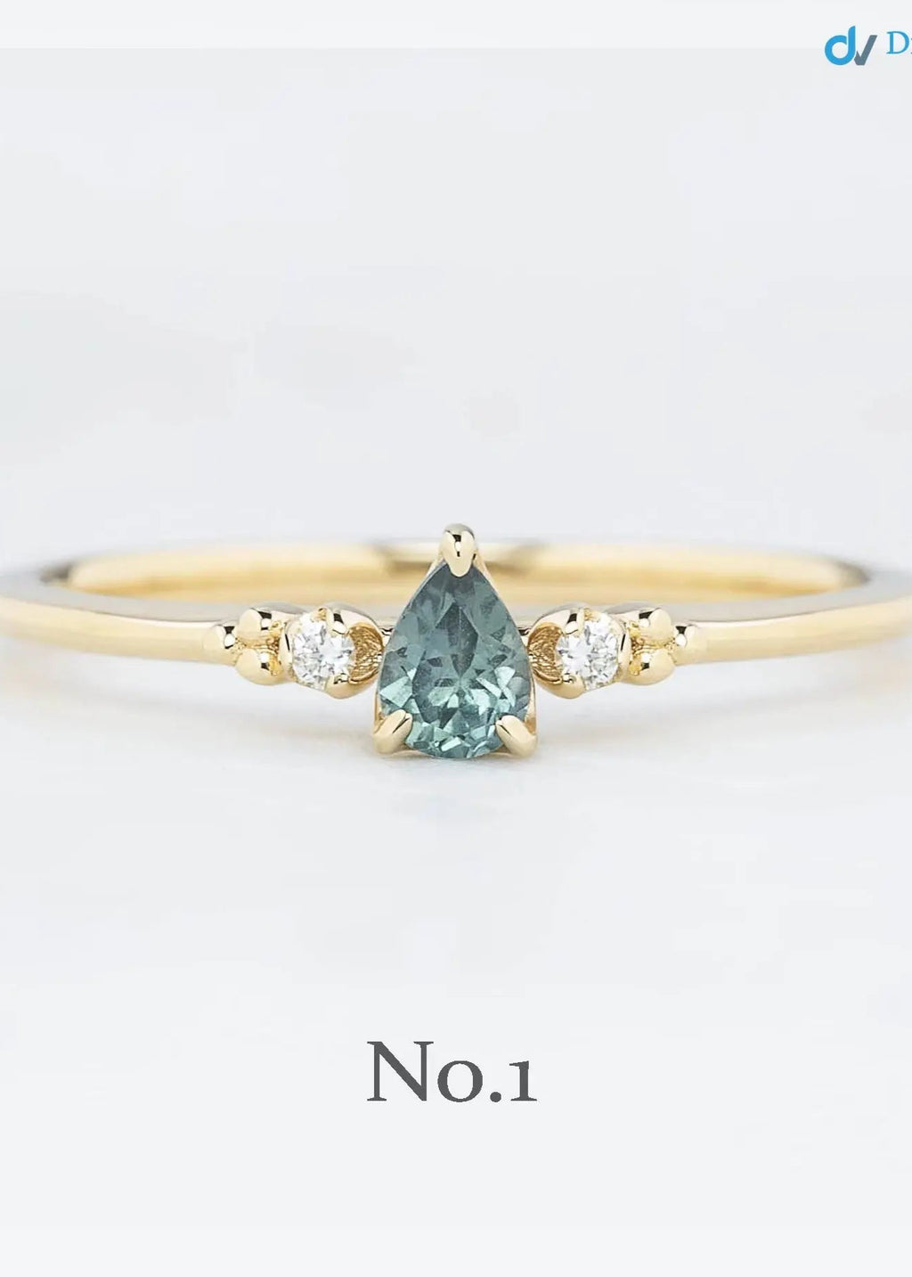 Pear cut sapphire three stone ring, dainty pear sapphire engagement ring DisneyValley