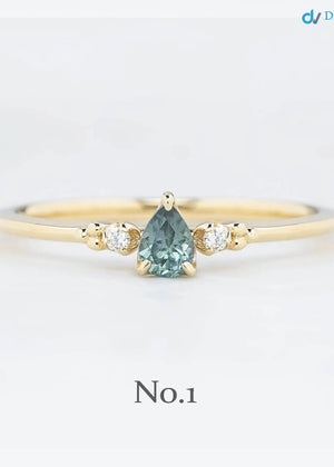 Pear cut sapphire three stone ring, dainty pear sapphire engagement ring DisneyValley