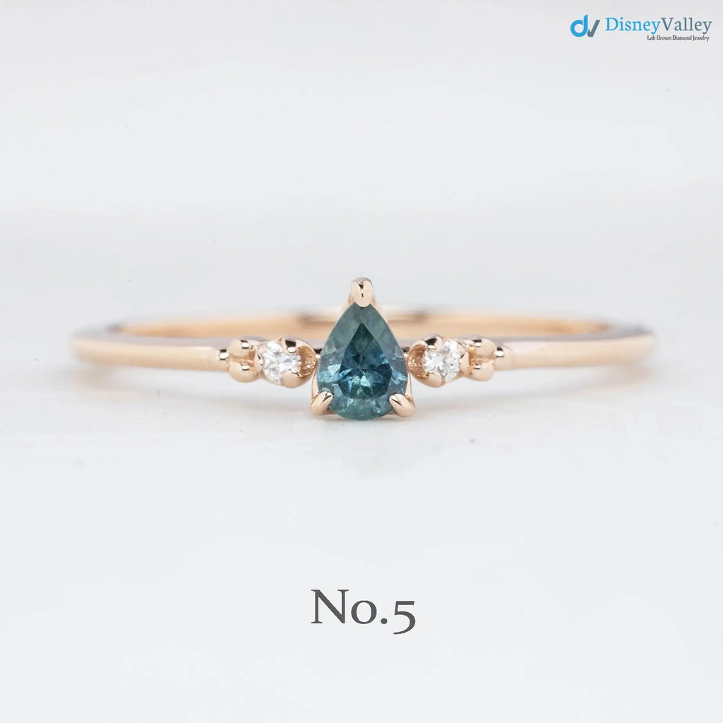 Pear cut sapphire three stone ring, dainty pear sapphire engagement ring DisneyValley