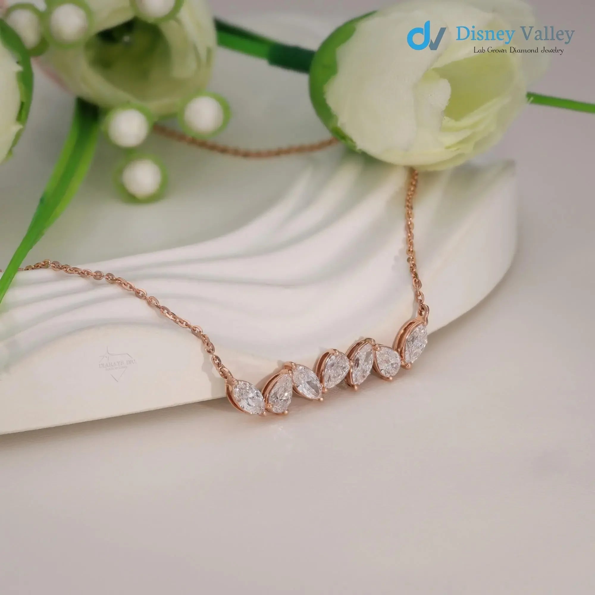Pear marquise shape diamond necklace For Woman anniversary gift - DisneyValley Main image